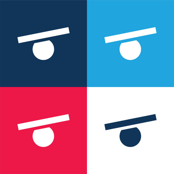 Balance Ball azul y rojo conjunto de iconos mínimo de cuatro colores - Vector, Imagen