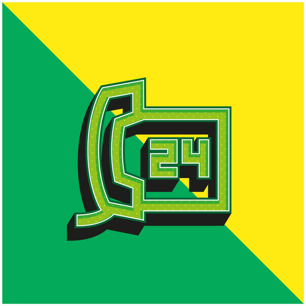 24 Stunden Anrufe Service Grüne und gelbe moderne 3D-Vektor-Symbol-Logo - Vektor, Bild