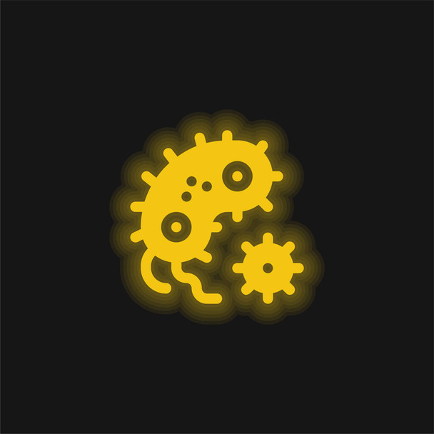 Bacteriën geel gloeiende neon icoon - Vector, afbeelding