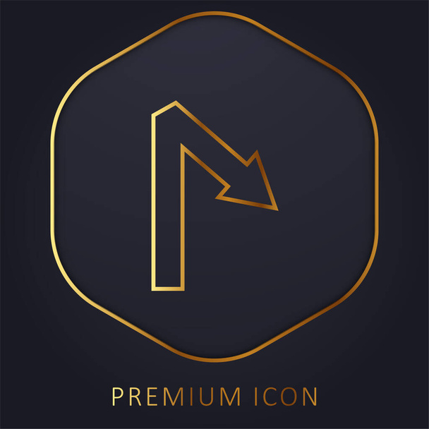 Nyíl egyenes vonal szimbólum egy szög arany vonal prémium logó vagy ikon - Vektor, kép