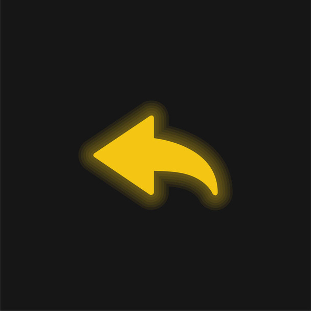 Voltar Arrow amarelo brilhante ícone de néon - Vetor, Imagem