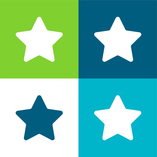 Ensemble d'icônes minimal quatre couleurs Big Favorite Star Flat - Vecteur, image