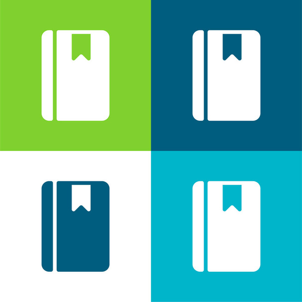 Agenda Piso de cuatro colores mínimo icono conjunto - Vector, Imagen