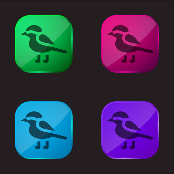 Vogel vier Farben Glas-Taste Symbol - Vektor, Bild