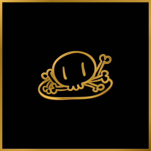 Huesos Pila chapado en oro icono metálico o logo vector - Vector, imagen
