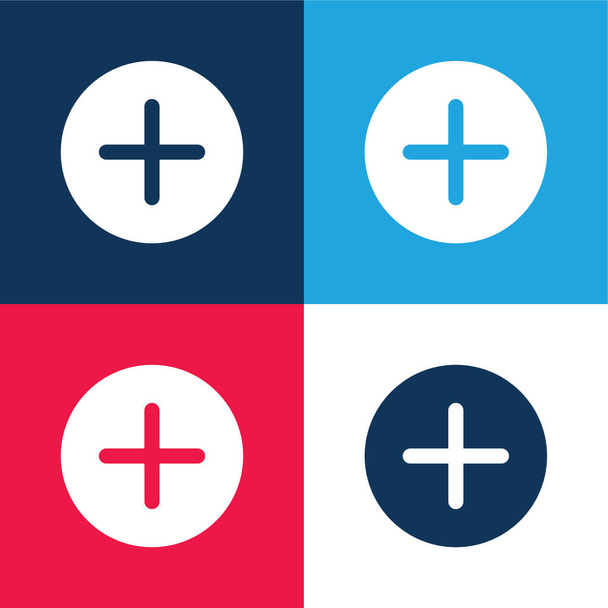 Hinzufügen blauer und roter vier Farben minimaler Symbolsatz - Vektor, Bild