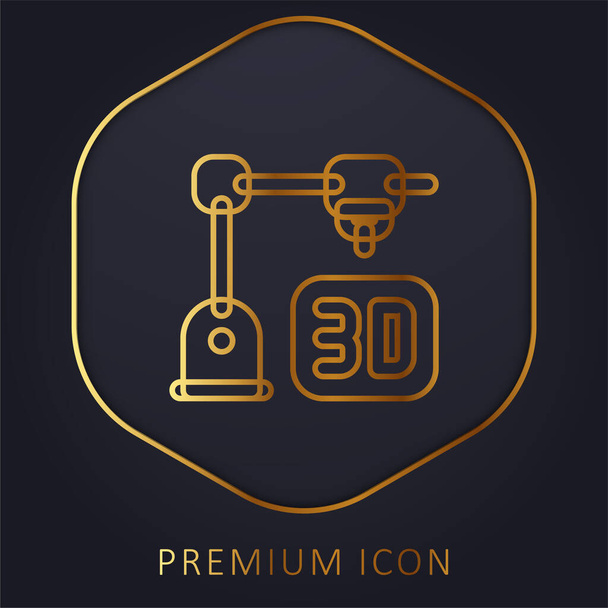 3d Printing golden line premium logo or icon - Vector, Image