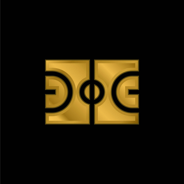 Cancha de baloncesto chapado en oro icono metálico o logo vector - Vector, Imagen