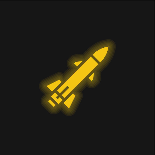 Bomb yellow glowing neon icon - Vector, Image