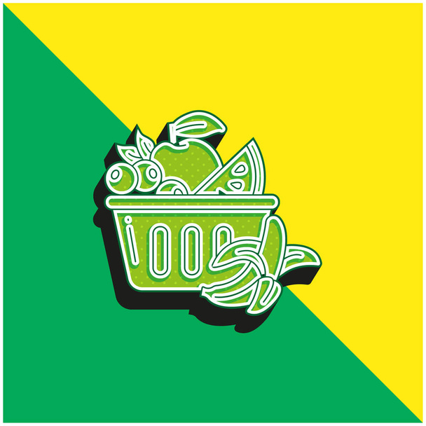 Cesta verde y amarillo moderno logotipo icono del vector 3d - Vector, Imagen