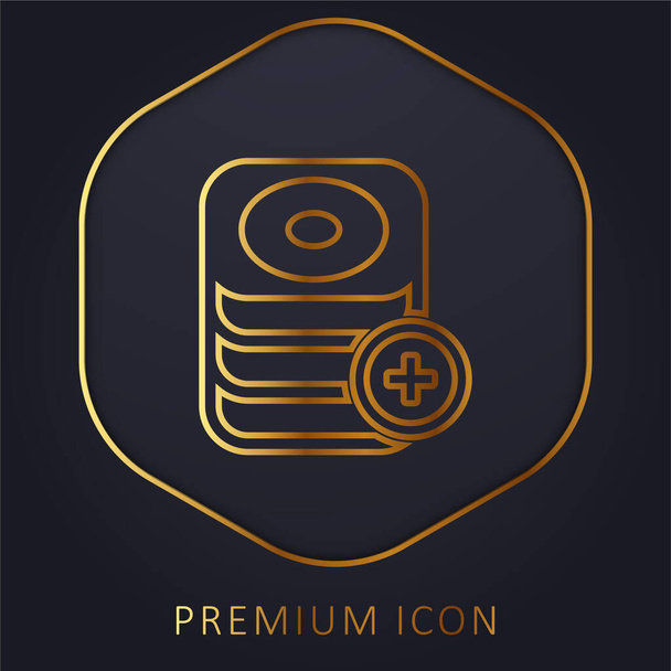 Añadir logo o icono premium de la línea dorada - Vector, imagen