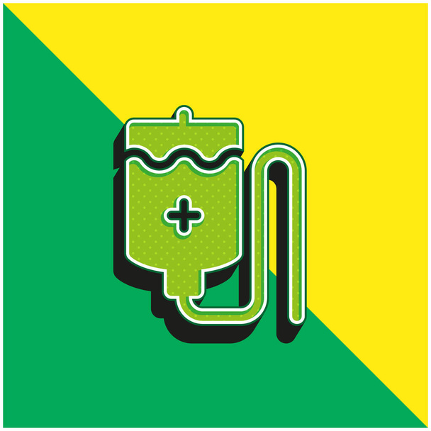 Blood Bag Green and yellow modern 3d vector icon logo - Vector, Image