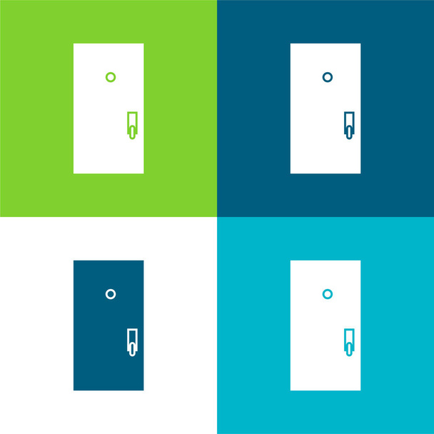 Fekete ajtó Lapos négy szín minimális ikon készlet - Vektor, kép