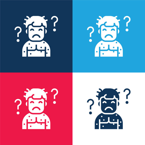 Set di icone minimali a quattro colori blu e rosso anormali - Vettoriali, immagini