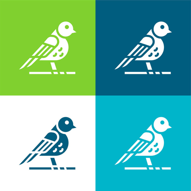 Bird Flat four color minimal icon set - Vector, Image