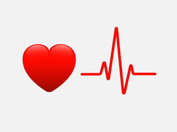 Heart and heart rate. Pulse. Vector illustration isolated on white background. - Vector, Image
