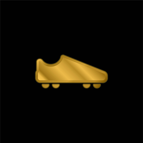 American Football Negro zapato chapado en oro icono metálico o logo vector - Vector, Imagen