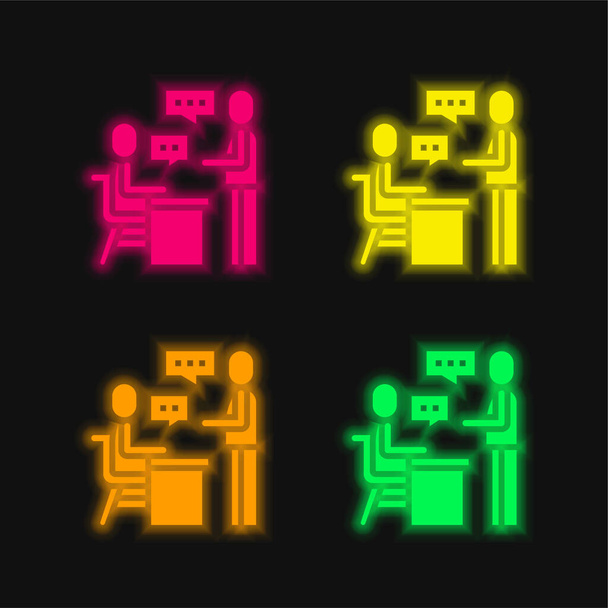 Призначення чотирьох кольорів, що світяться неоном Векторна піктограма
 - Вектор, зображення