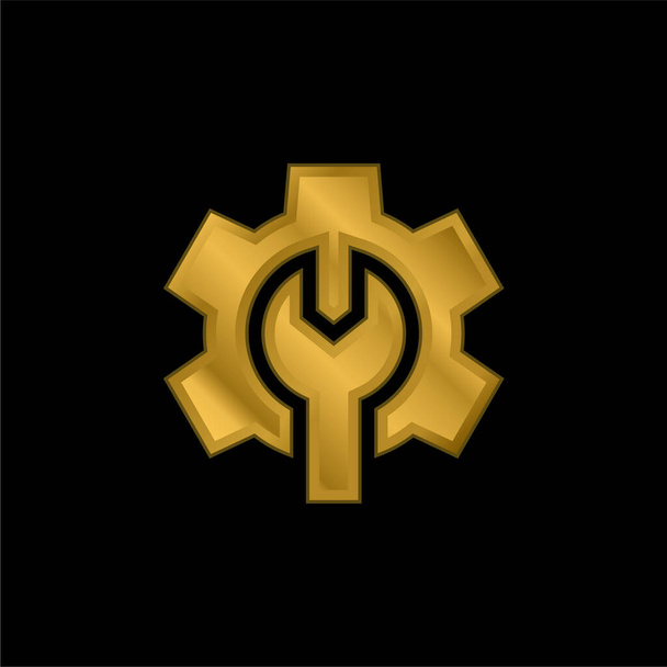 Admin chapado en oro icono metálico o logo vector - Vector, Imagen