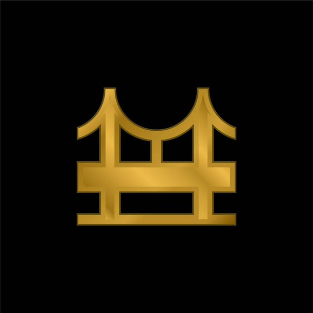 Puente chapado en oro icono metálico o logo vector - Vector, Imagen