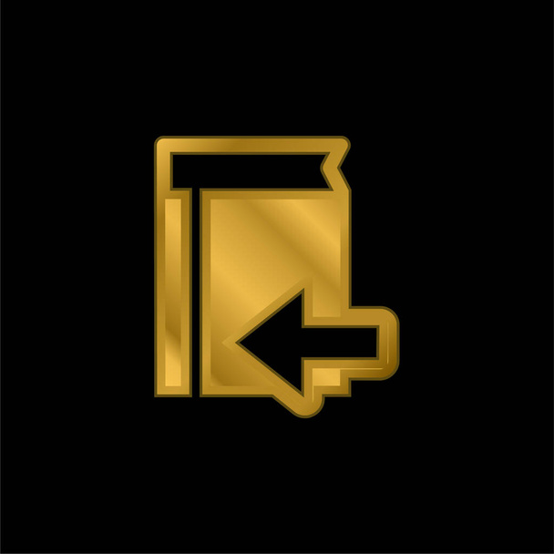 Book Back Button With Left Arrow gold plated metalic icon or logo vector - Vector, Image