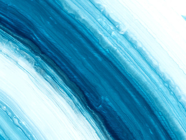 Блакитна хвиля, творчий абстрактний фарбований фон рук, текстура пензля, абстрактний океан, акриловий живопис на полотні. Сучасне мистецтво. Сучасне мистецтво
. - Фото, зображення