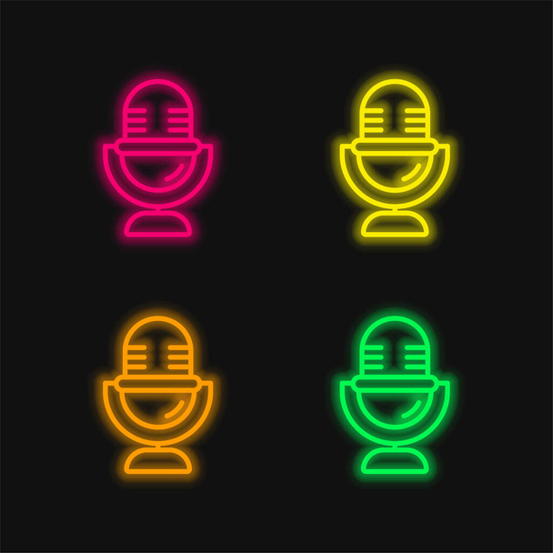 Audio neljä väriä hehkuva neon vektori kuvake - Vektori, kuva