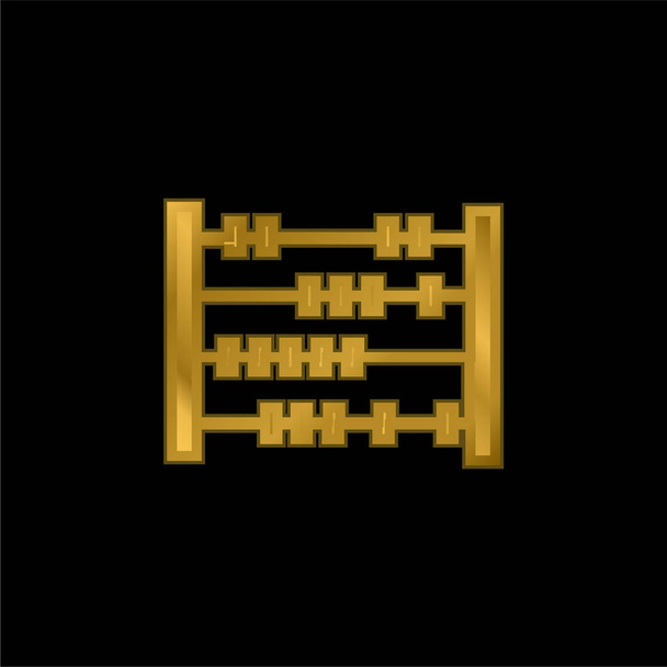 Abacus chapado en oro icono metálico o logo vector - Vector, Imagen