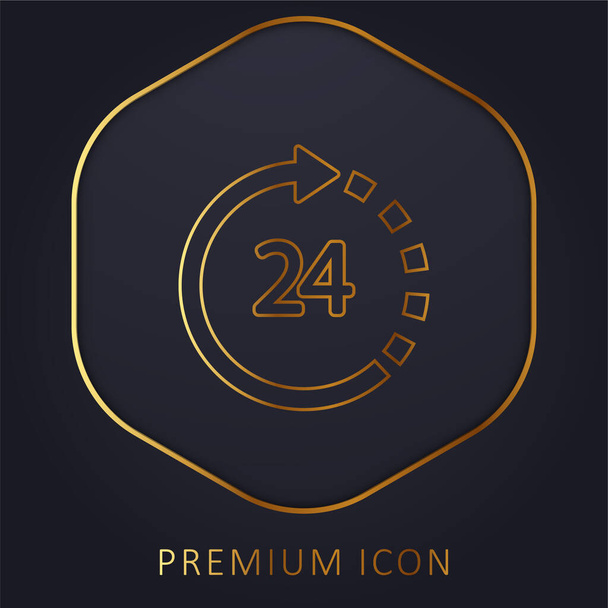 24 Hours Support golden line premium logo or icon - Vector, Image