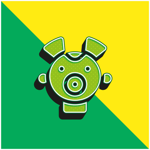 ベビーグリーンと黄色のモダンな3Dベクトルアイコンのロゴ - ベクター画像