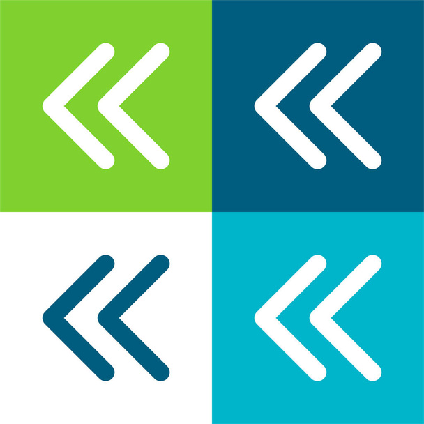 Flechas de contorno delgado a la izquierda plana de cuatro colores mínimo icono conjunto - Vector, imagen
