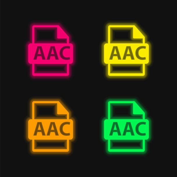 AAC File Format Variant four color glowing neon vector icon - Vector, Image
