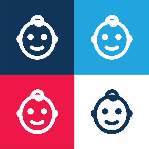 Baby Boy blu e rosso quattro colori set icona minima - Vettoriali, immagini