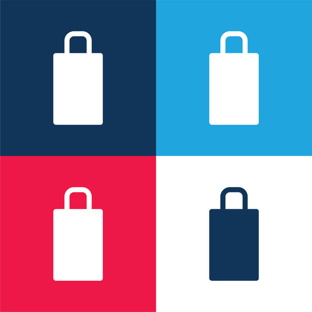 Τσάντα μπλε και κόκκινο τεσσάρων χρωμάτων ελάχιστη σύνολο εικονιδίων - Διάνυσμα, εικόνα