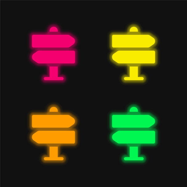 Adresa čtyři barvy zářící neonový vektor ikona - Vektor, obrázek