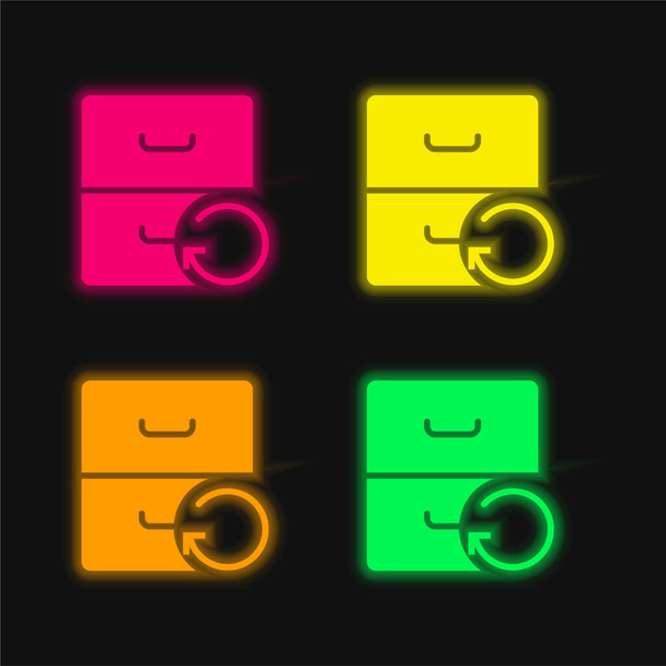 Archief vier kleuren gloeiende neon vector icoon - Vector, afbeelding