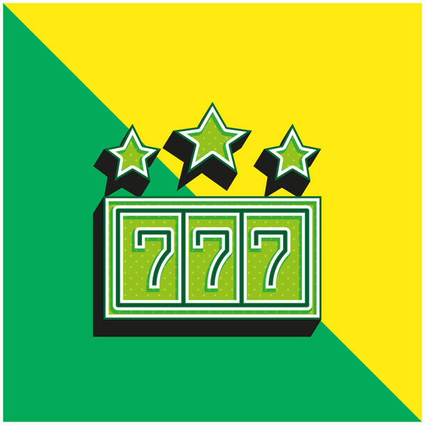 777 Vihreä ja keltainen moderni 3d vektori kuvake logo - Vektori, kuva