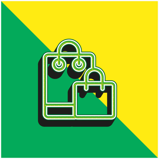 Torebki Zielony i żółty nowoczesny ikona wektora 3D logo - Wektor, obraz