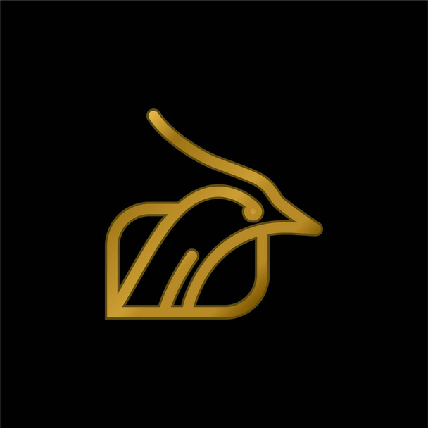 Esquema de cabeza de pájaro dentro de un fondo de forma chapado en oro icono metálico o logo vector - Vector, imagen