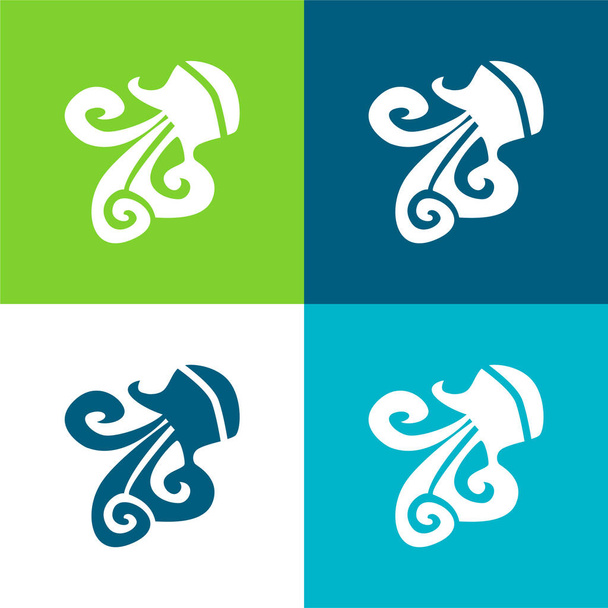 Vodnář znamení zvěrokruh symbol plochý čtyři barvy minimální ikona nastavena - Vektor, obrázek