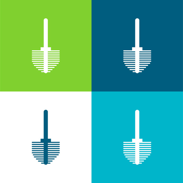 Badezimmerbürste Flach vier Farben minimales Symbol-Set - Vektor, Bild