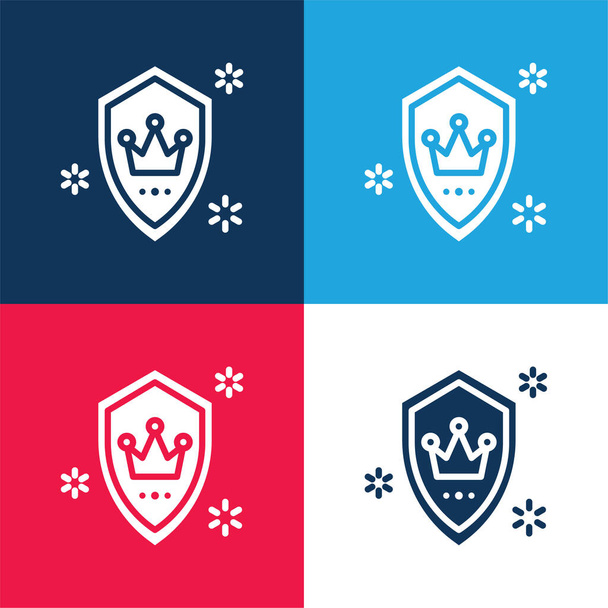Badge blauw en rood vier kleuren minimale pictogram set - Vector, afbeelding