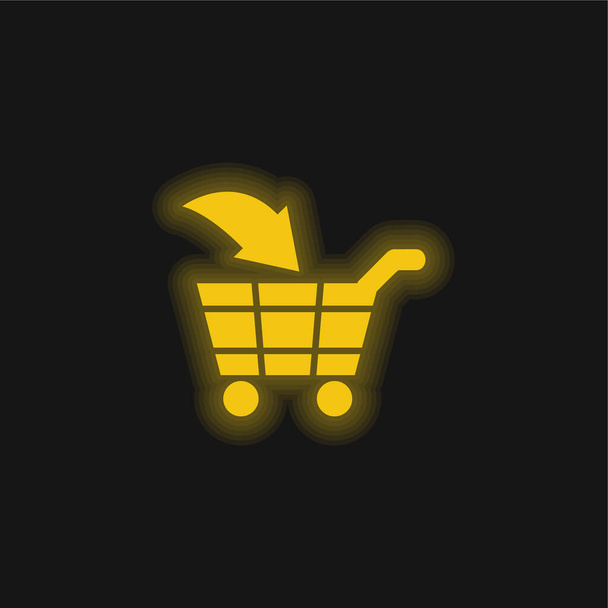 Add To Cart Commercial Symbol yellow glowing neon icon - Vector, Image
