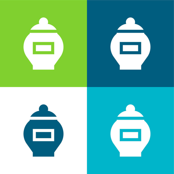 Ash Flat conjunto de iconos mínimo de cuatro colores - Vector, Imagen