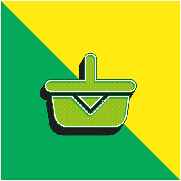 Cesta verde e amarelo moderno logotipo do ícone do vetor 3d - Vetor, Imagem