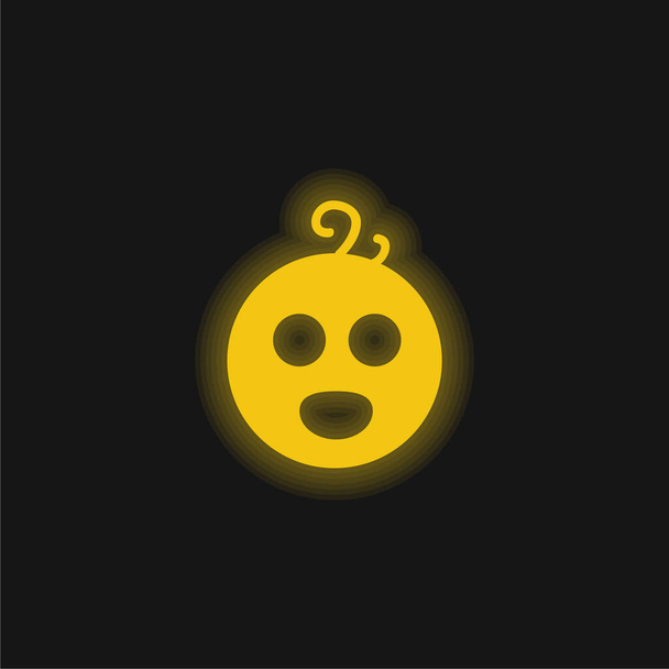 Babaarc sárga izzó neon ikon - Vektor, kép