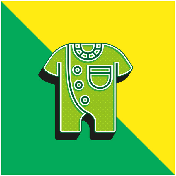 Bodysuit Vihreä ja keltainen moderni 3d vektori kuvake logo - Vektori, kuva