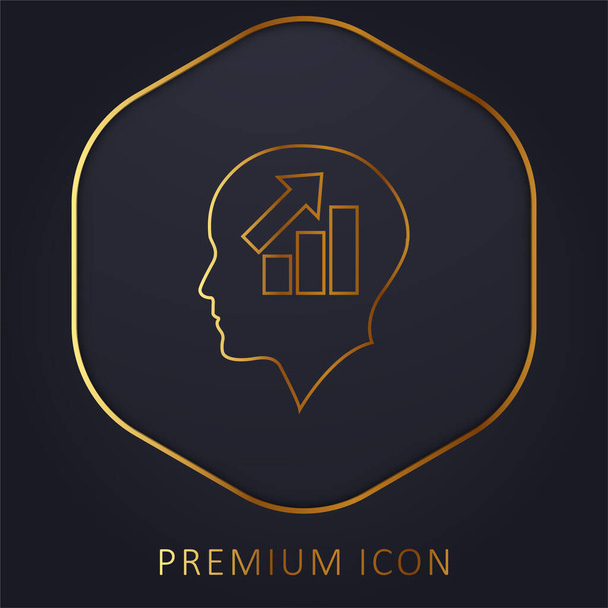 Bald Head Of A Businessman With Ascendant Graphic Of Bars golden line premium logo or icon - Vector, Image