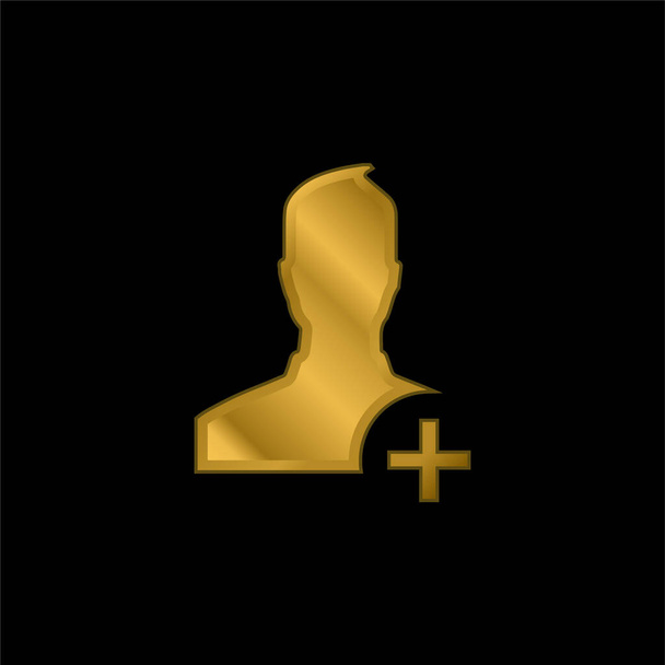 Aggiungi utente al social network oro placcato icona metallica o logo vettoriale - Vettoriali, immagini