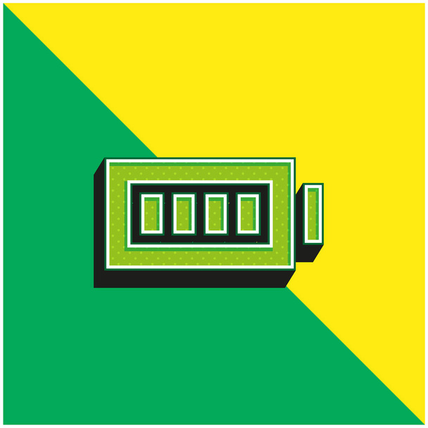 Batteria Verde e giallo moderno logo icona vettoriale 3d - Vettoriali, immagini